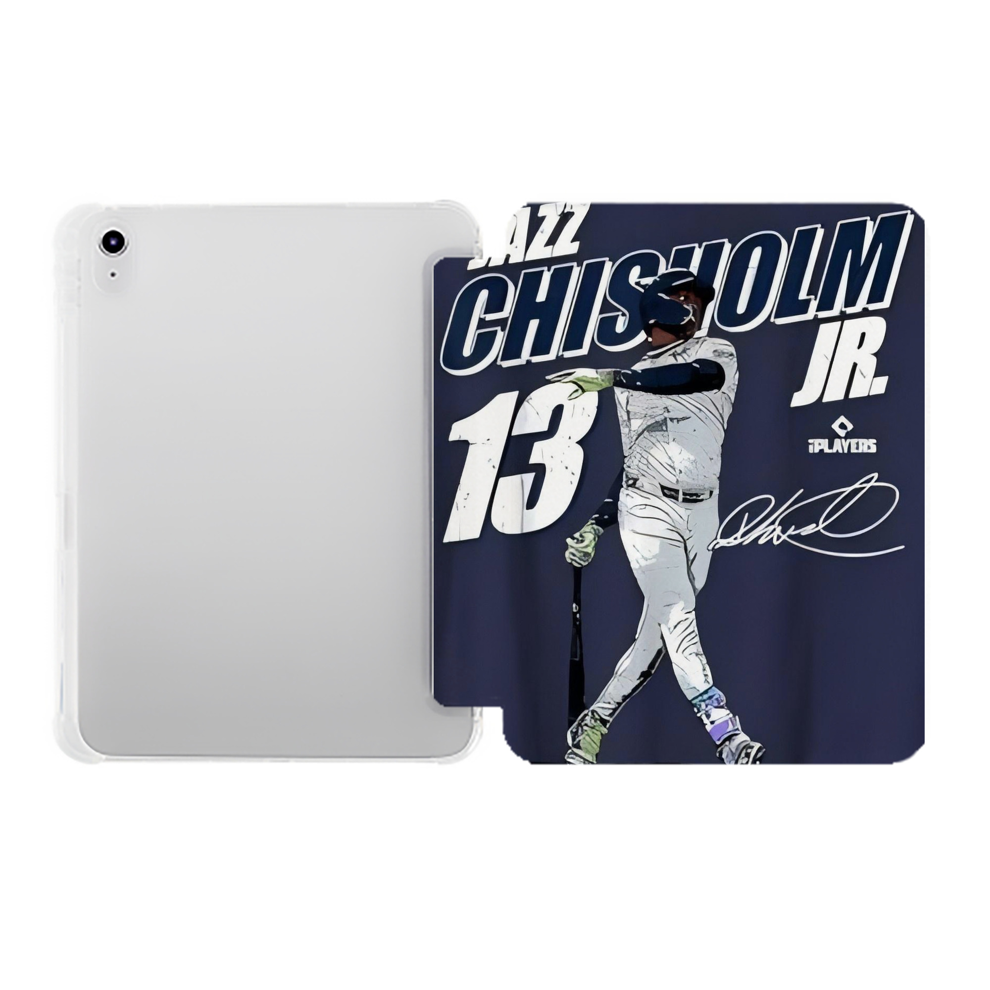 Jazz Chisholm Jr. 59 Premium Tri-Fold PU Leather & Silicone IPad Case With Pencil Slot – Fits 9.5,10.5,10.9 – Adjustable Stand, Slim, Protective